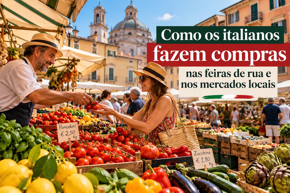 Como os italianos fazem compras nas feiras de rua e nos mercados locais